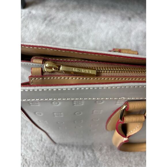 NEW ARCADIA off white/light gray patent Business Large Top Handles, $450 - Picture 10 of 12